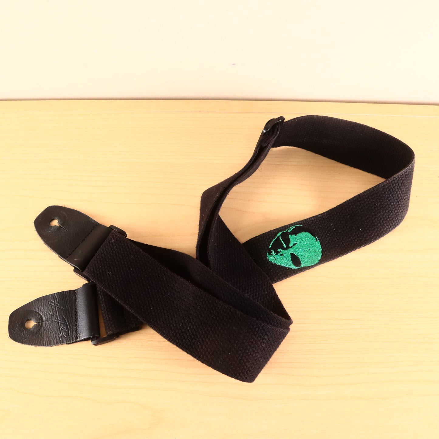 Henry Heller 2" Cotton Adjustable Guitar Strap Black Alien UFO Embroidery NWT