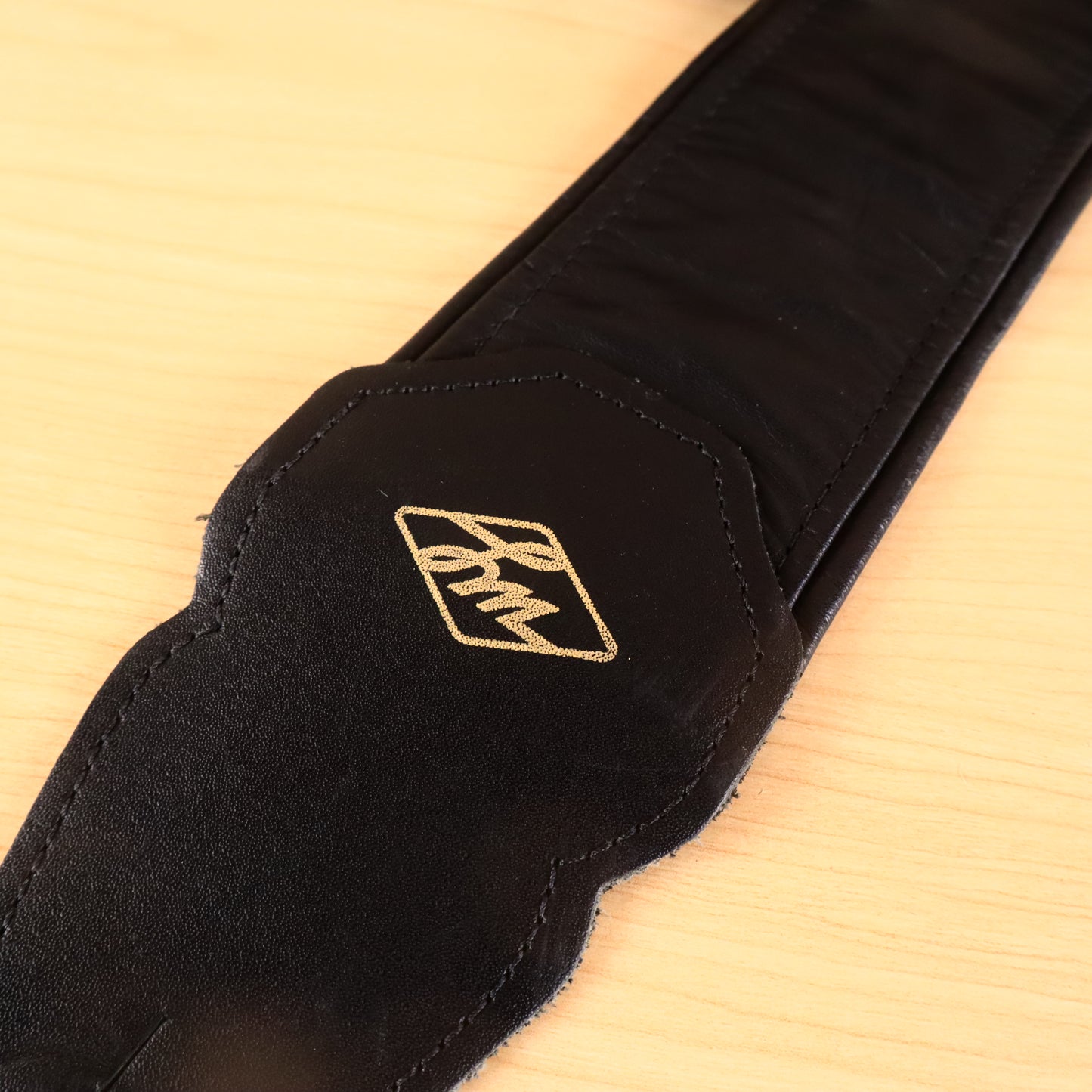 LM Black Leather 3" Inch Bass Guitar Strap
