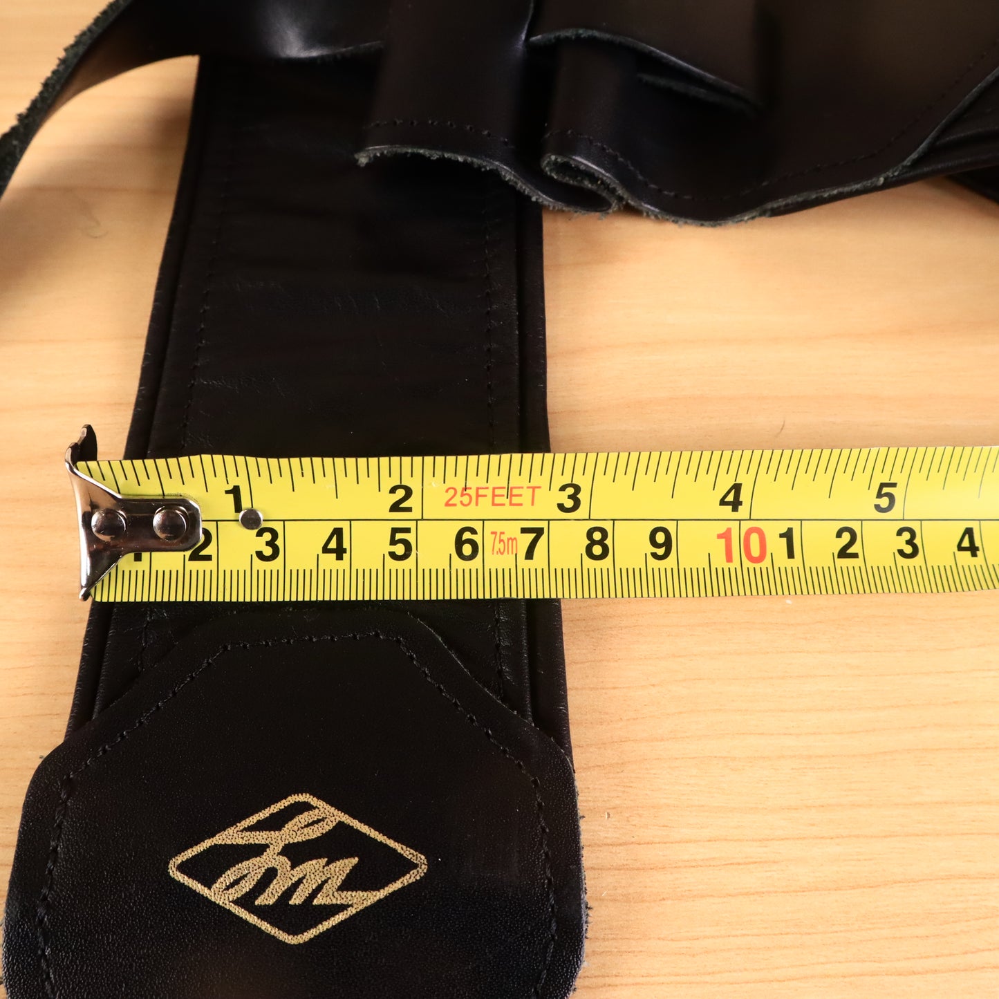 LM Black Leather 3" Inch Bass Guitar Strap
