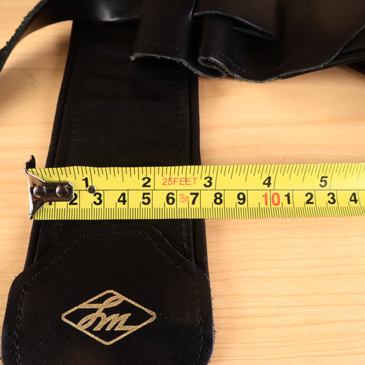 LM Black Leather 3" Inch Bass Guitar Strap