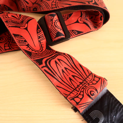 D’Addario T20W1423 Woven Guitar Strap, Tiki Mask, Red