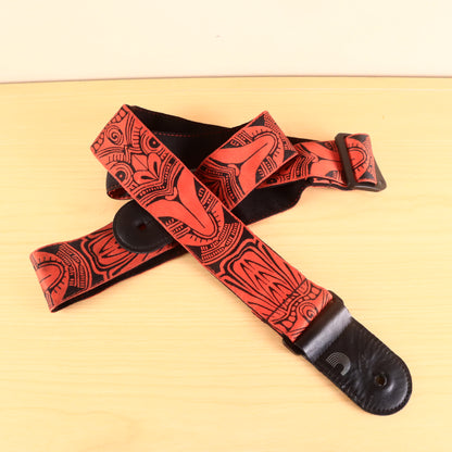 D’Addario T20W1423 Woven Guitar Strap, Tiki Mask, Red