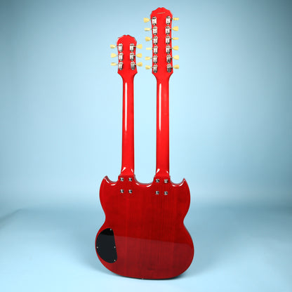 2003 Epiphone G-1275 Standard Flame Top Double Neck SG Cherry Guitar