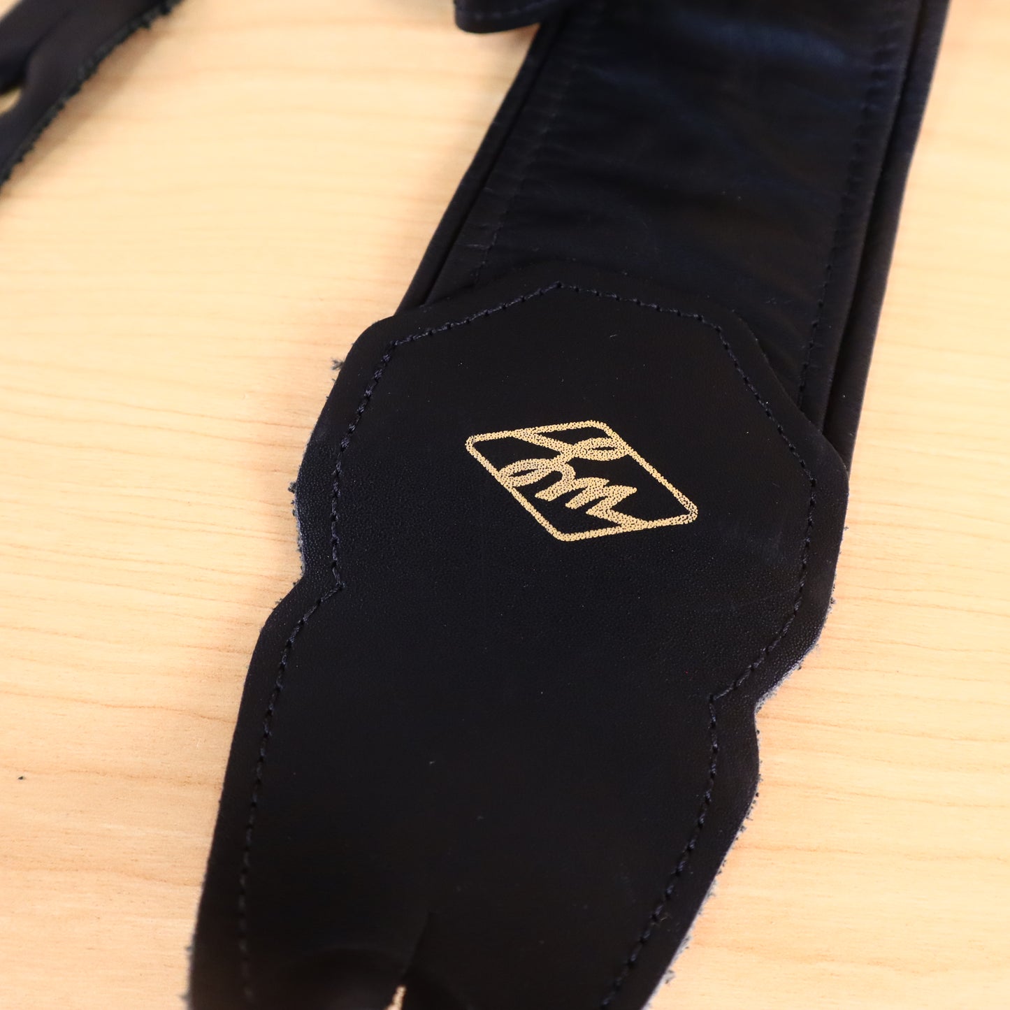 LM Black Leather 3" Inch Bass Guitar Strap