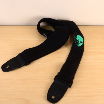 Henry Heller 2" Cotton Adjustable Guitar Strap Black Alien UFO Embroidery NWT