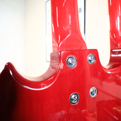 2003 Epiphone G-1275 Standard Flame Top Double Neck SG Cherry Guitar