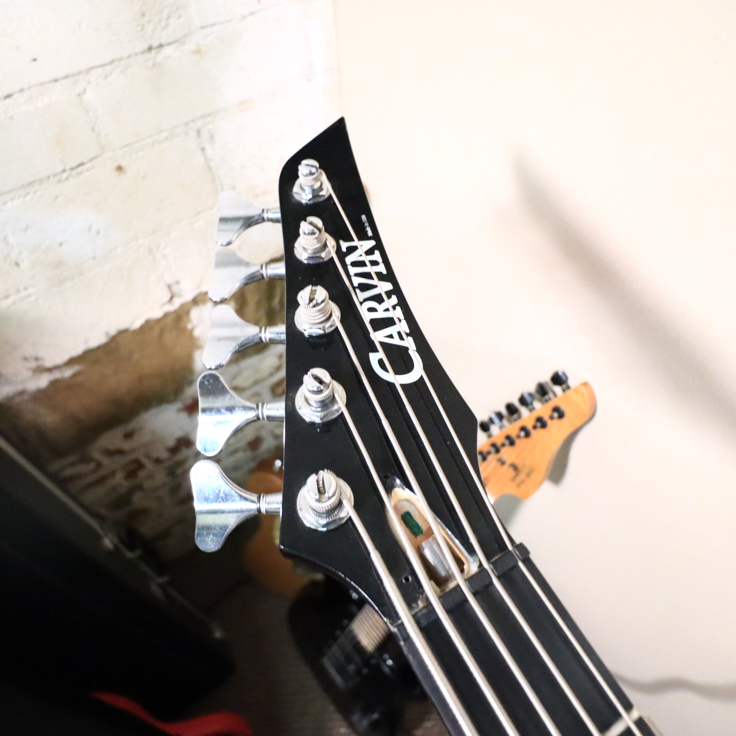 1991 Carvin LB75 5-String Metallic Blue Electric Bass Neck Thru