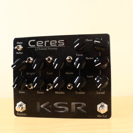 KSR Ceres 3 channel Preamp pedal Black Sparkle Mint Condition