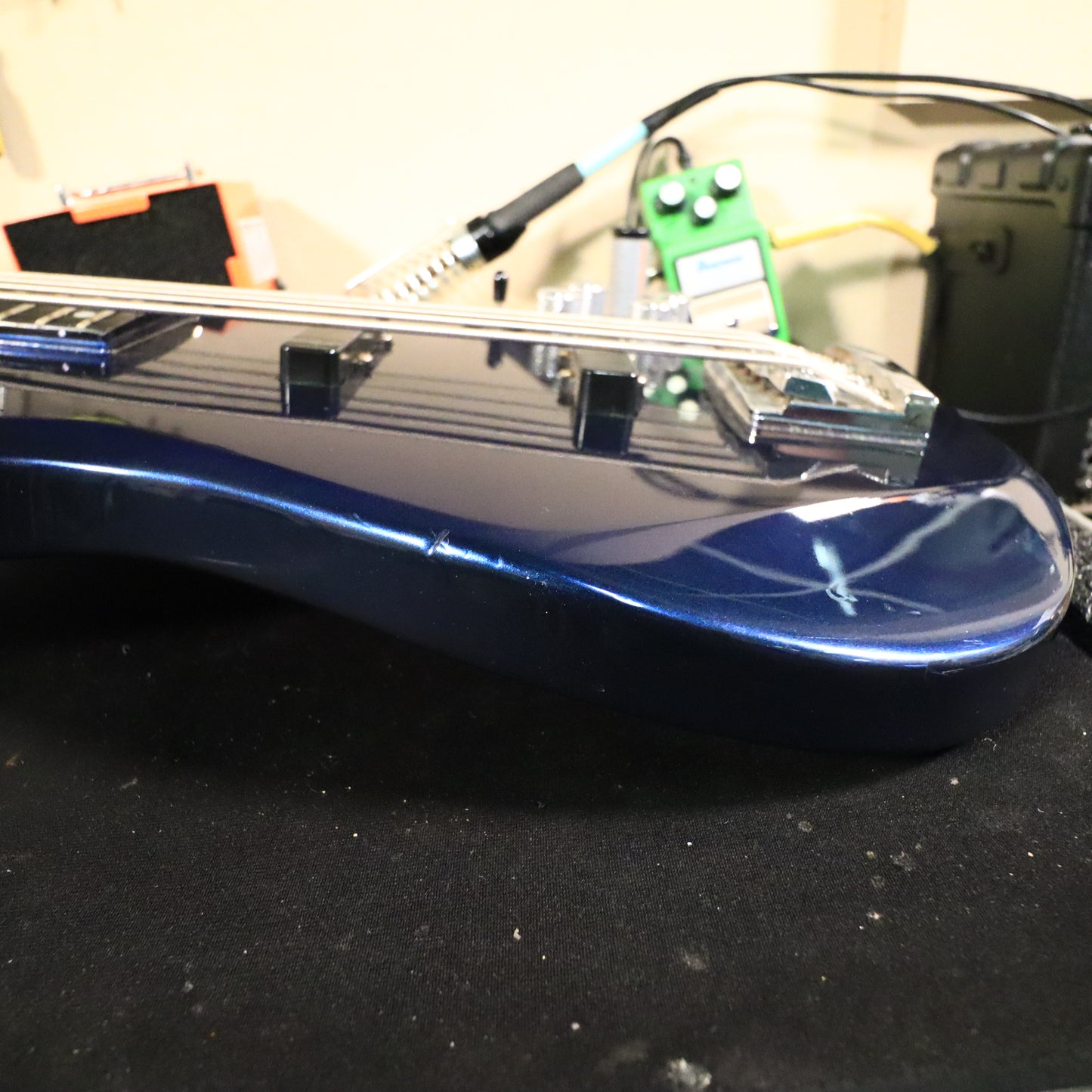 1991 Carvin LB75 5-String Metallic Blue Electric Bass Neck Thru