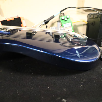 1991 Carvin LB75 5-String Metallic Blue Electric Bass Neck Thru