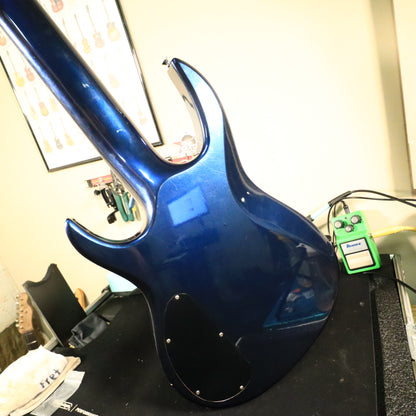 1991 Carvin LB75 5-String Metallic Blue Electric Bass Neck Thru
