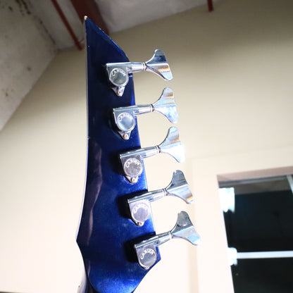 1991 Carvin LB75 5-String Metallic Blue Electric Bass Neck Thru