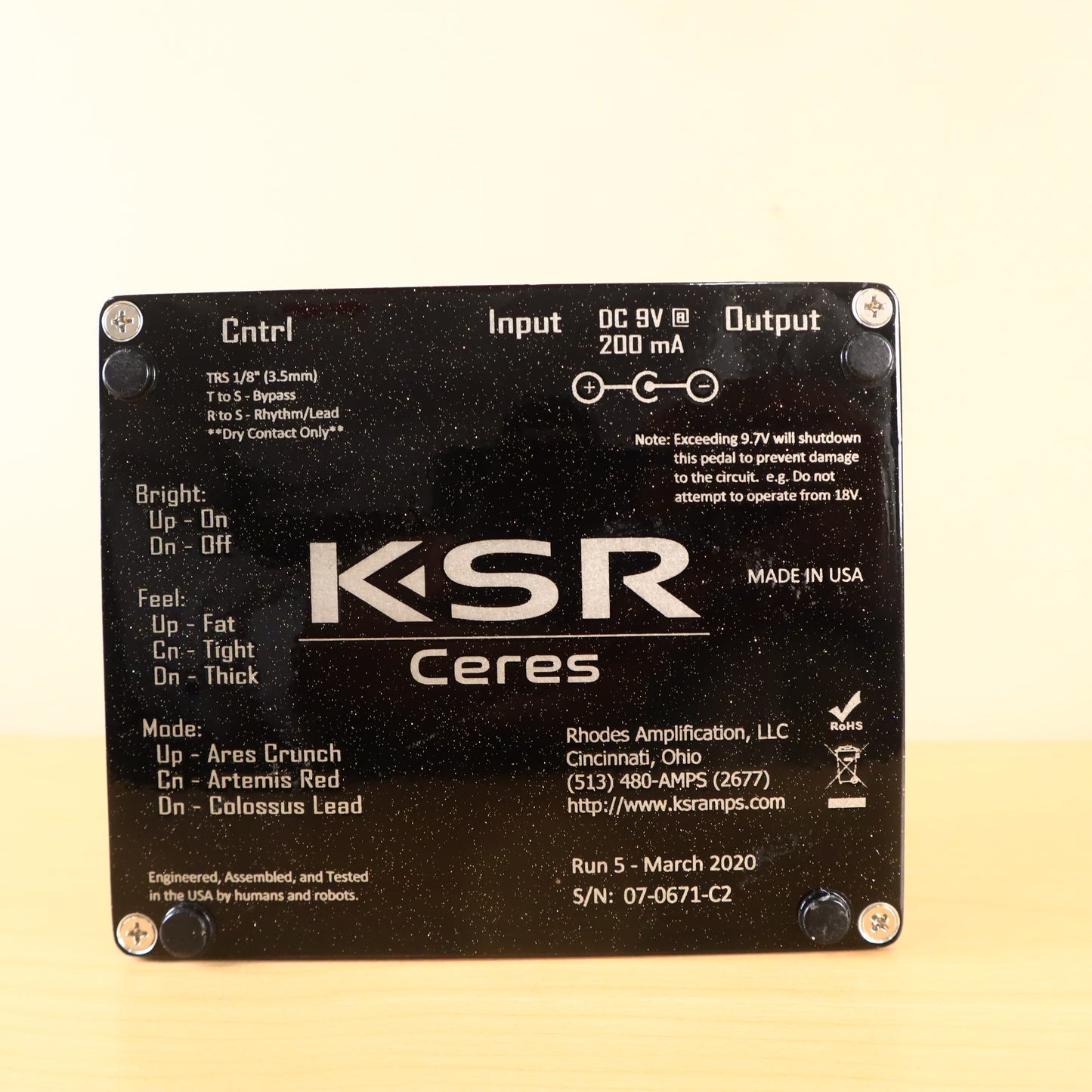 KSR Ceres 3 channel Preamp pedal Black Sparkle Mint Condition