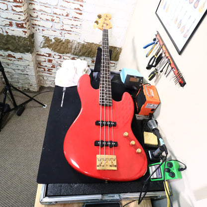 1980s Schecter USA Bass Guitar Red Dallas Era American Made