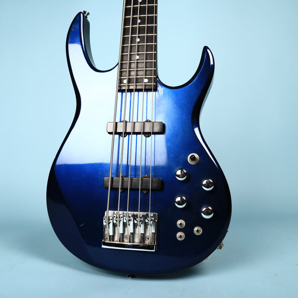 1991 Carvin LB75 5-String Metallic Blue Electric Bass Neck Thru