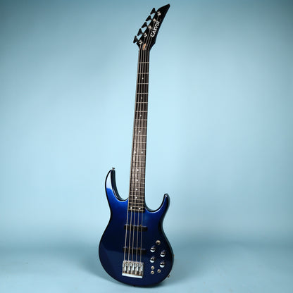 1991 Carvin LB75 5-String Metallic Blue Electric Bass Neck Thru