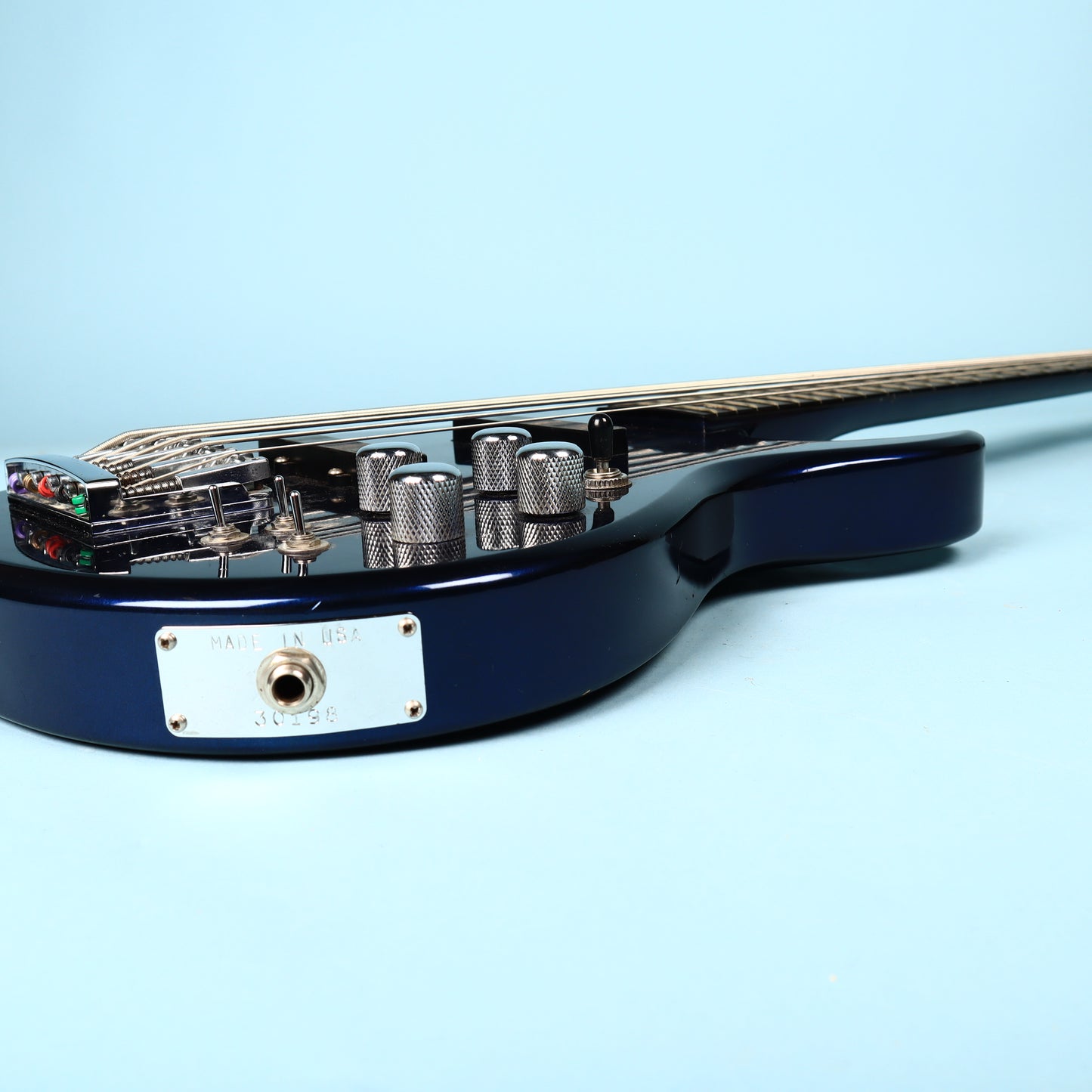 1991 Carvin LB75 5-String Metallic Blue Electric Bass Neck Thru