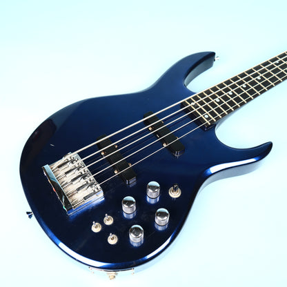 1991 Carvin LB75 5-String Metallic Blue Electric Bass Neck Thru