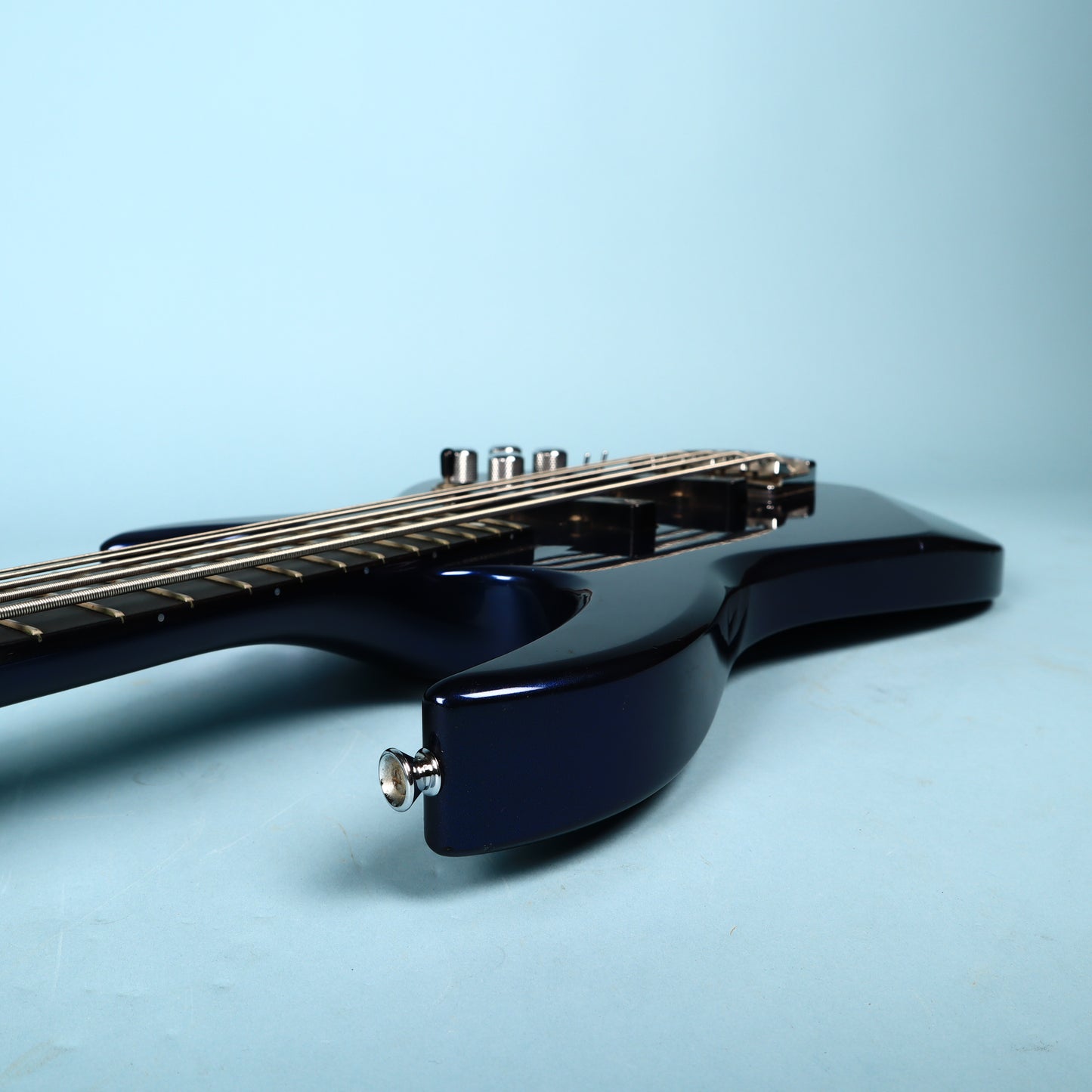 1991 Carvin LB75 5-String Metallic Blue Electric Bass Neck Thru