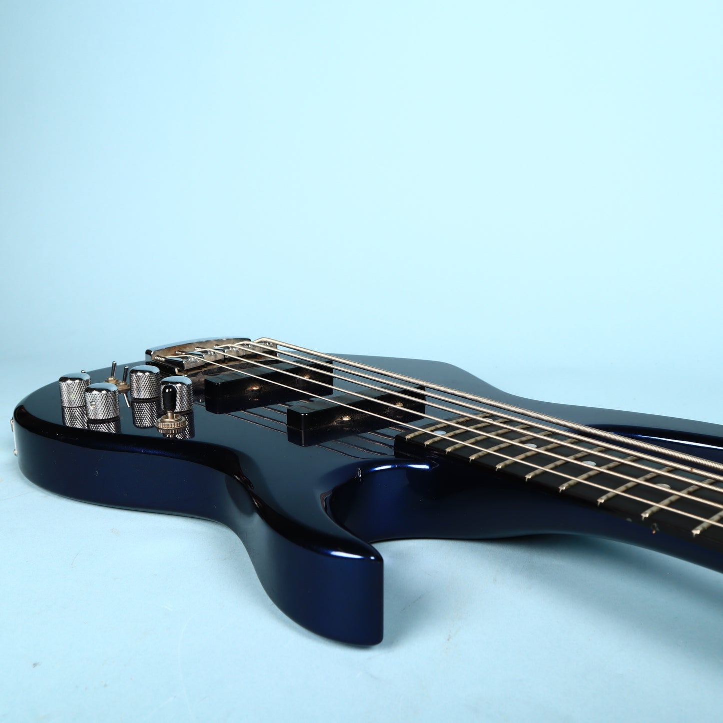 1991 Carvin LB75 5-String Metallic Blue Electric Bass Neck Thru
