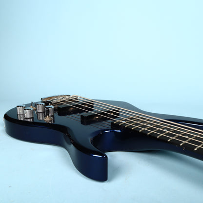 1991 Carvin LB75 5-String Metallic Blue Electric Bass Neck Thru