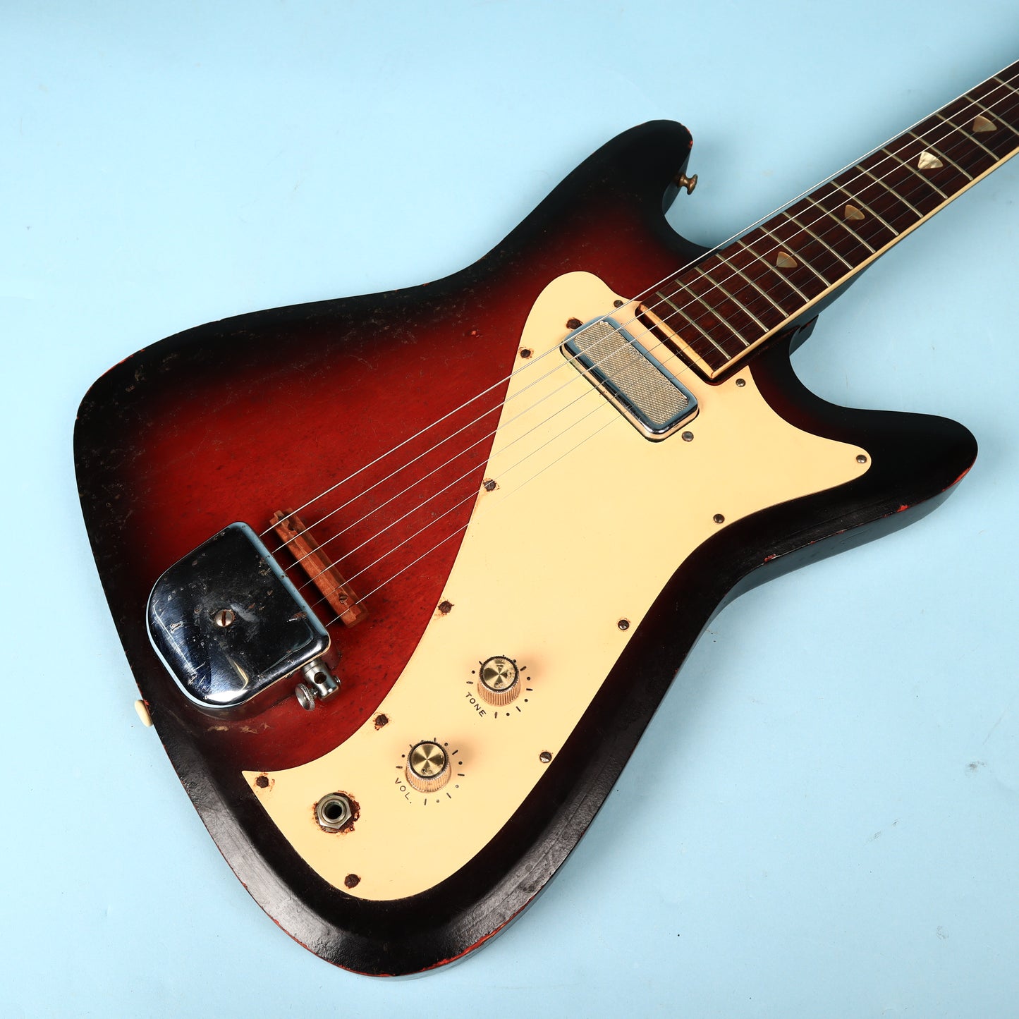 1960s Kay Vanguard Single Pickup Redburst Electric Guitar K331 II