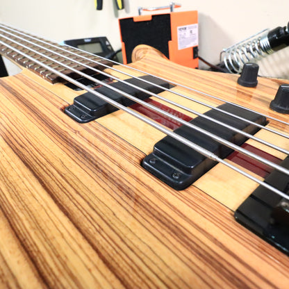 Tobias USA 5-String Bass Neck Through Guitar Zebrawood
