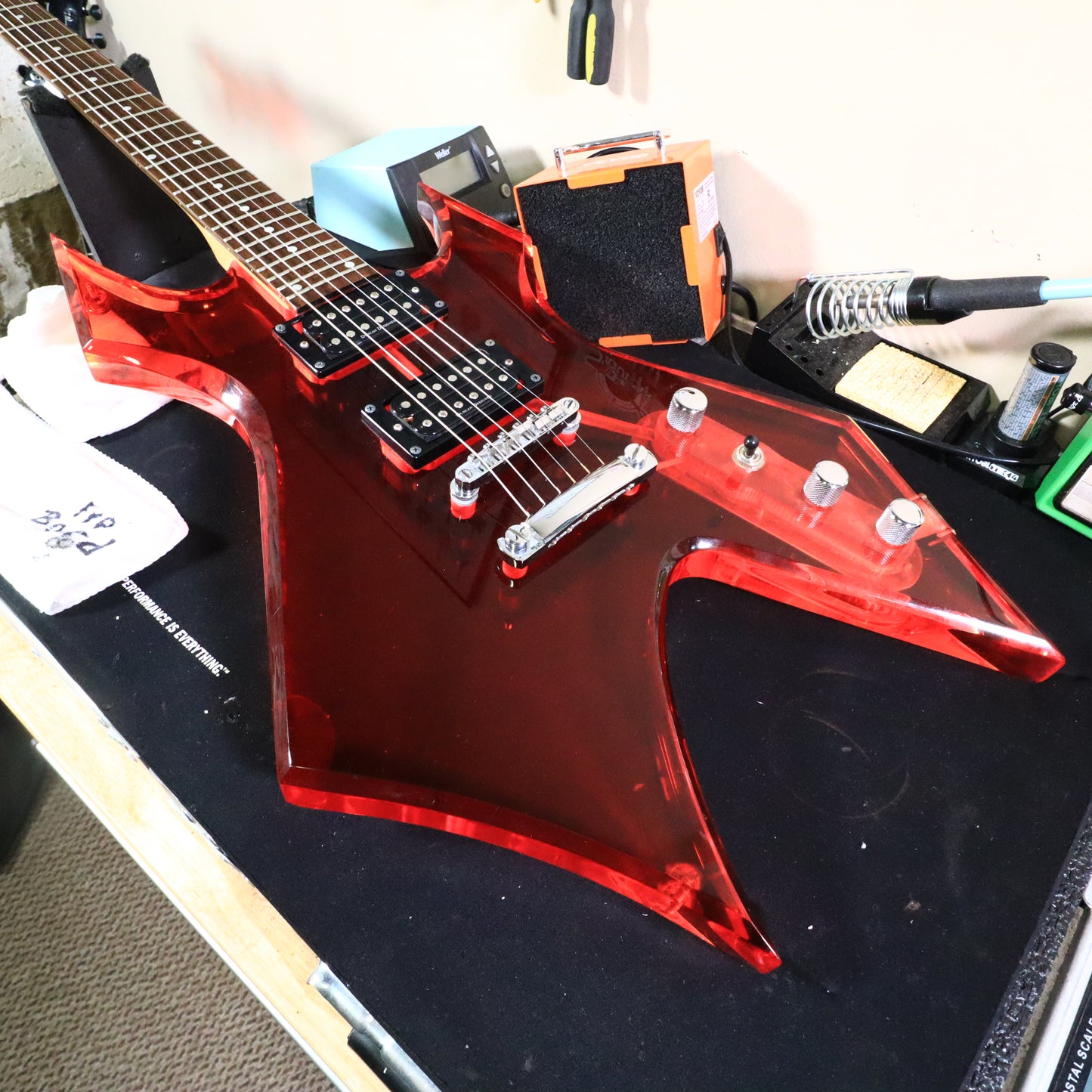 BC Rich Platinum Acrylic Transparent Red