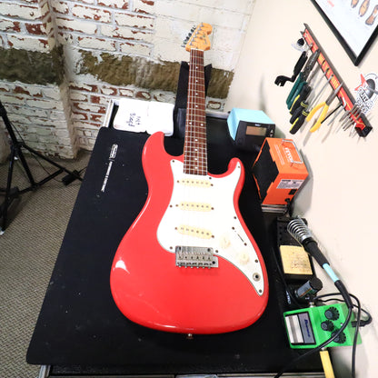 Vintage 1980s Squier Bullet 1 One Made in Korea Ferrari Red MIK Electric Guitar