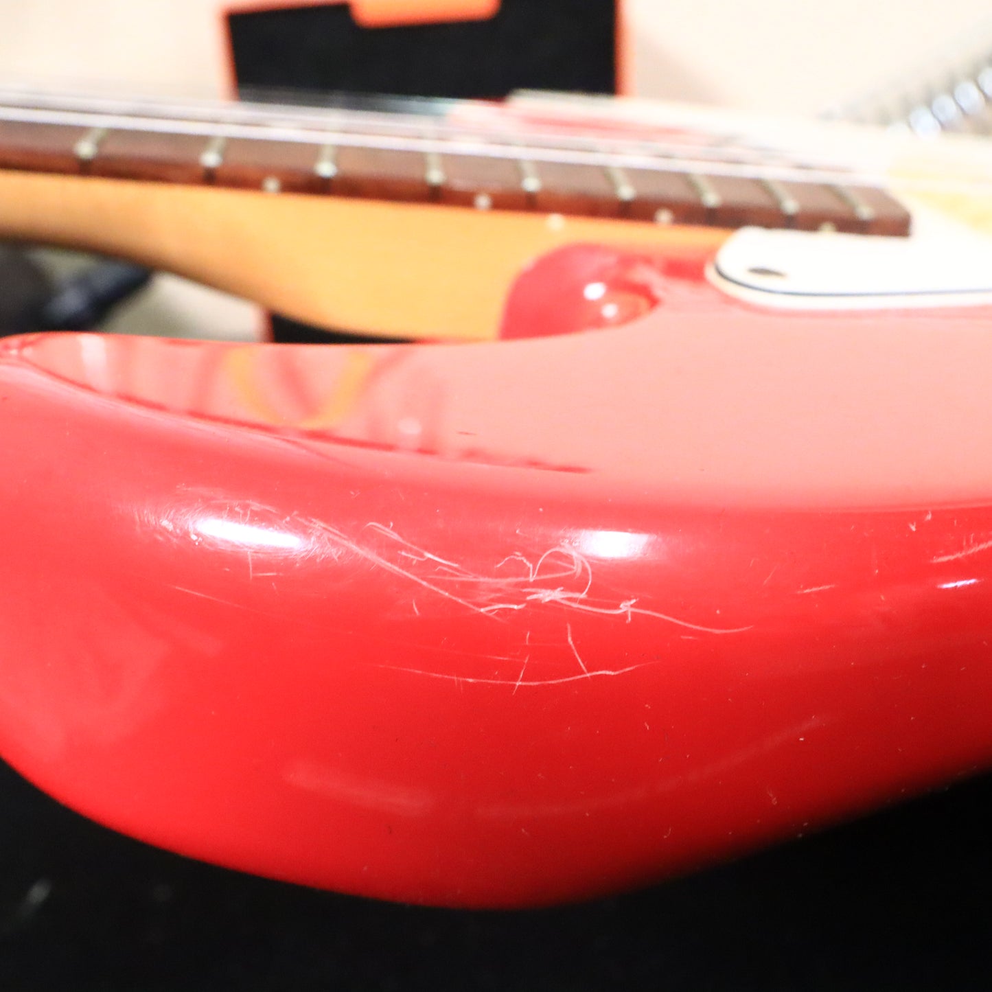 Vintage 1980s Squier Bullet 1 One Made in Korea Ferrari Red MIK Electric Guitar