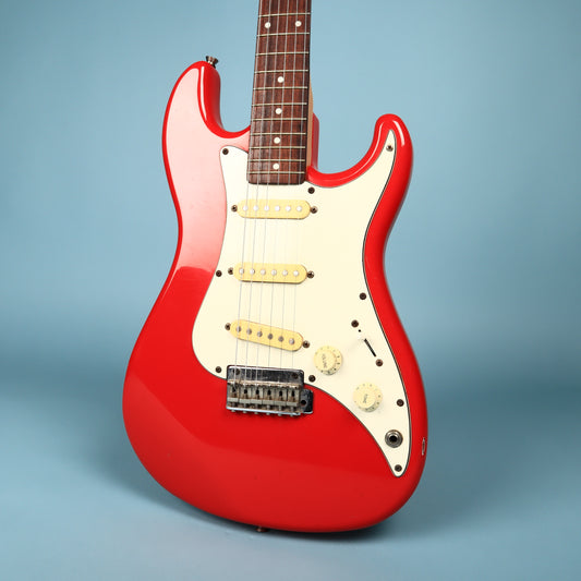 Vintage 1980s Squier Bullet 1 One Made in Korea Ferrari Red MIK Electric Guitar