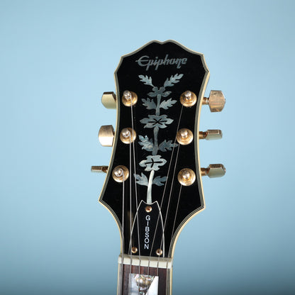 Headstock with vine inlay and Epiphone logo