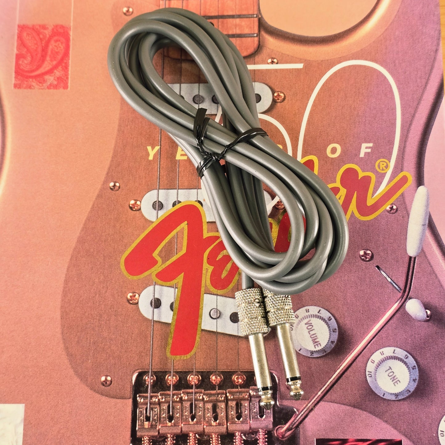 Fender Custom Shop Vintage Style 1/4" TS Instrument Cable Grey AVRI Reissue Case Candy