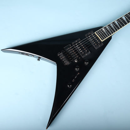 High-angle front view of the King V body showing pickups and tremolo system