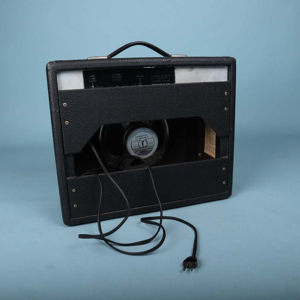 Rear low angle view of the combo amplifier.