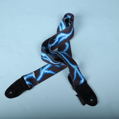 Folded reverse view of the Perri's blue lightning guitar strap