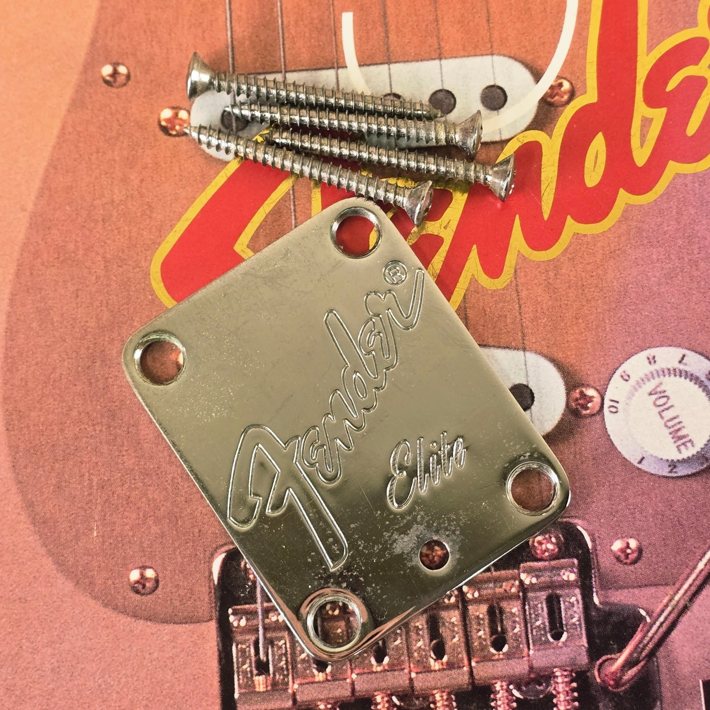 Fender Elite Neck Plate American Jazz Precision USA 1983 1984 Strat Tele Chrome
