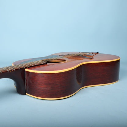 Side view of the Gibson B-25-12 neck joint and body curve.