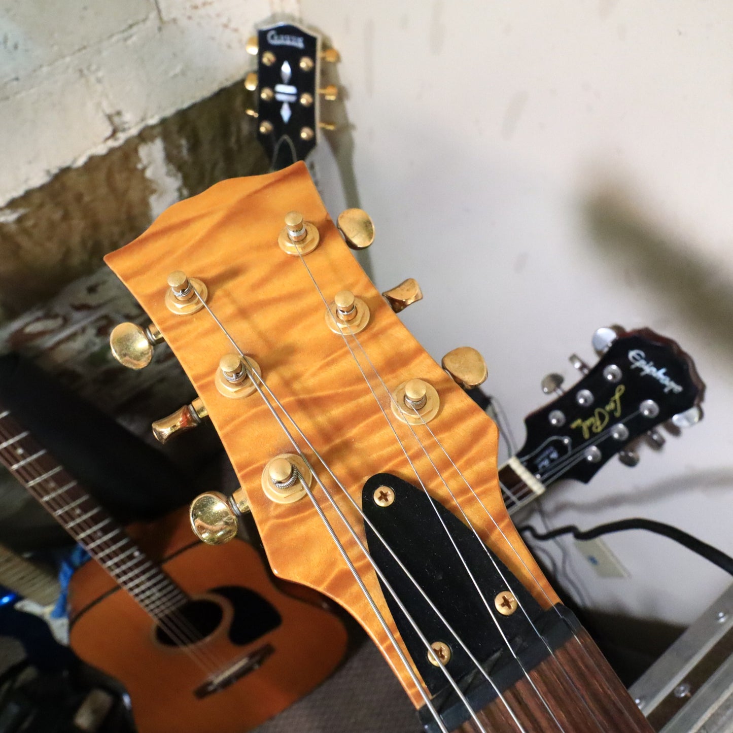 Warmoth Amber Quilt Maple Top Hombre LP-Style Electric Guitar