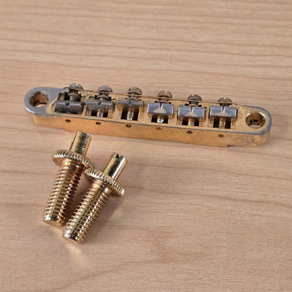2007 OEM Epiphone Tune-o-Matic Bridge with Studs Gold Patina
