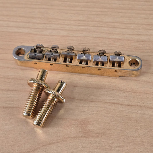 2007 OEM Epiphone Tune-o-Matic Bridge with Studs Gold Patina