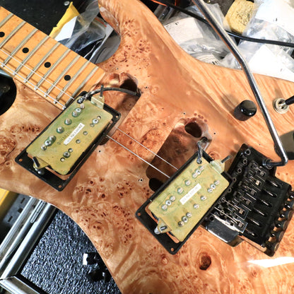 1990s Warmoth Custom Electric Guitar Burl Maple Top DiMarzio Pickups