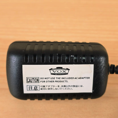 Close-up of top casing showing Vox Amplification Ltd caution sticker