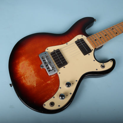 Overhead angled shot of the body, bridge, and Super Ferrite pickups.