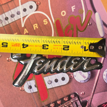 1970s Fender Metal Silverface Amplifier Logo Emblem Badge P/N 011298