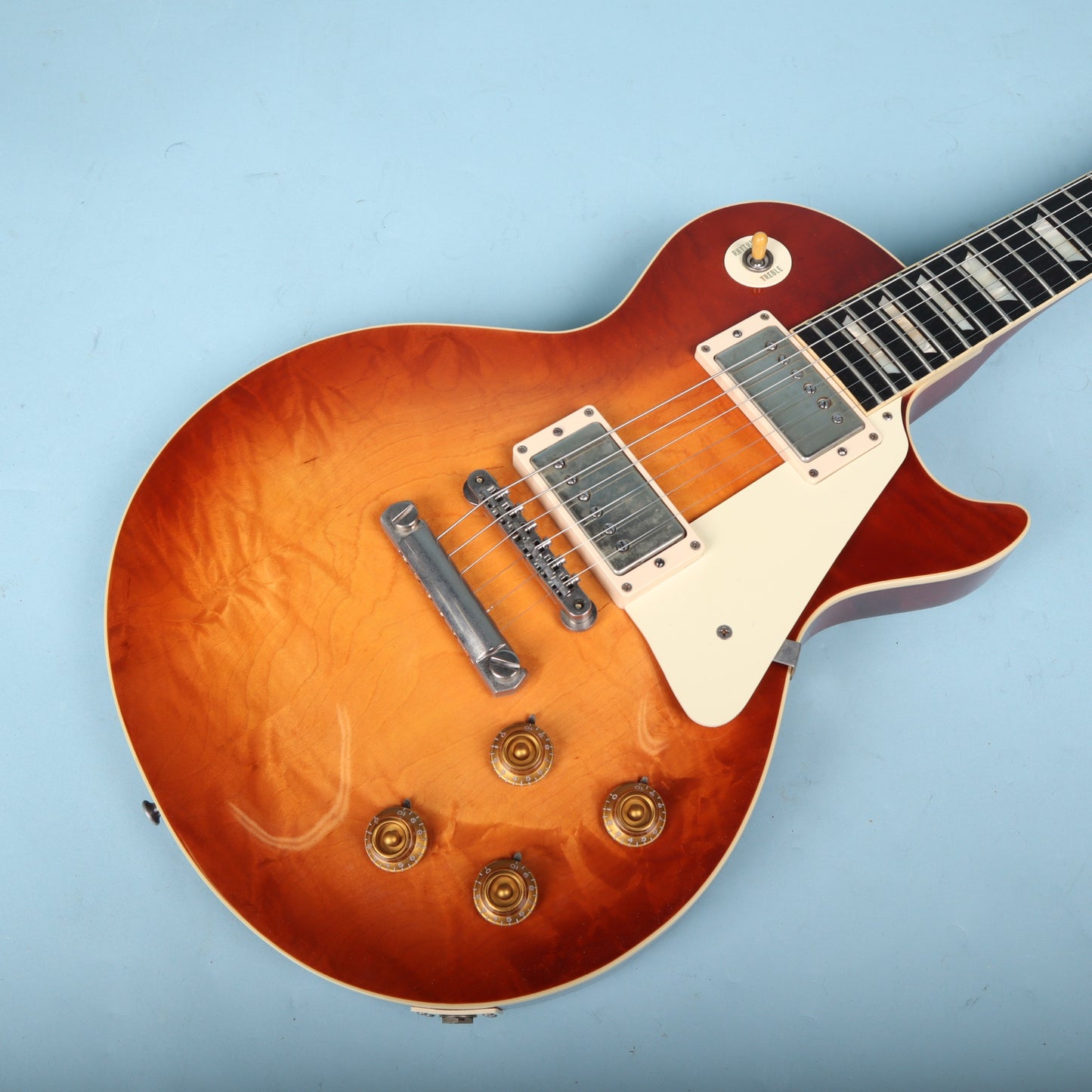 Ken McKay LP Single Cut Replica Sunburst Flame Top One Piece Back Guitar