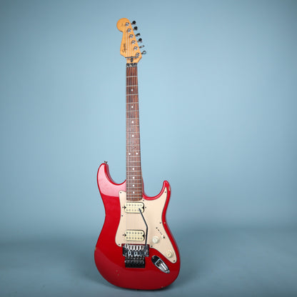 1998 Squier Stagemaster Reverse HH Electric Guitar Frost Red Floyd Rose