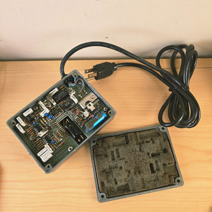 Internal view of MXR Flanger showing circuit board and degraded bottom plate foam.