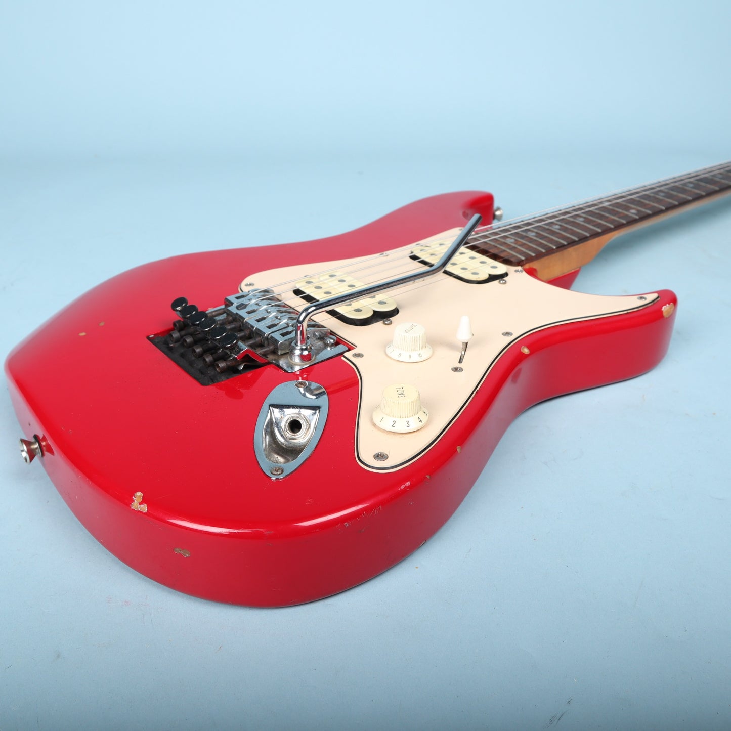 1998 Squier Stagemaster Reverse HH Electric Guitar Frost Red Floyd Rose