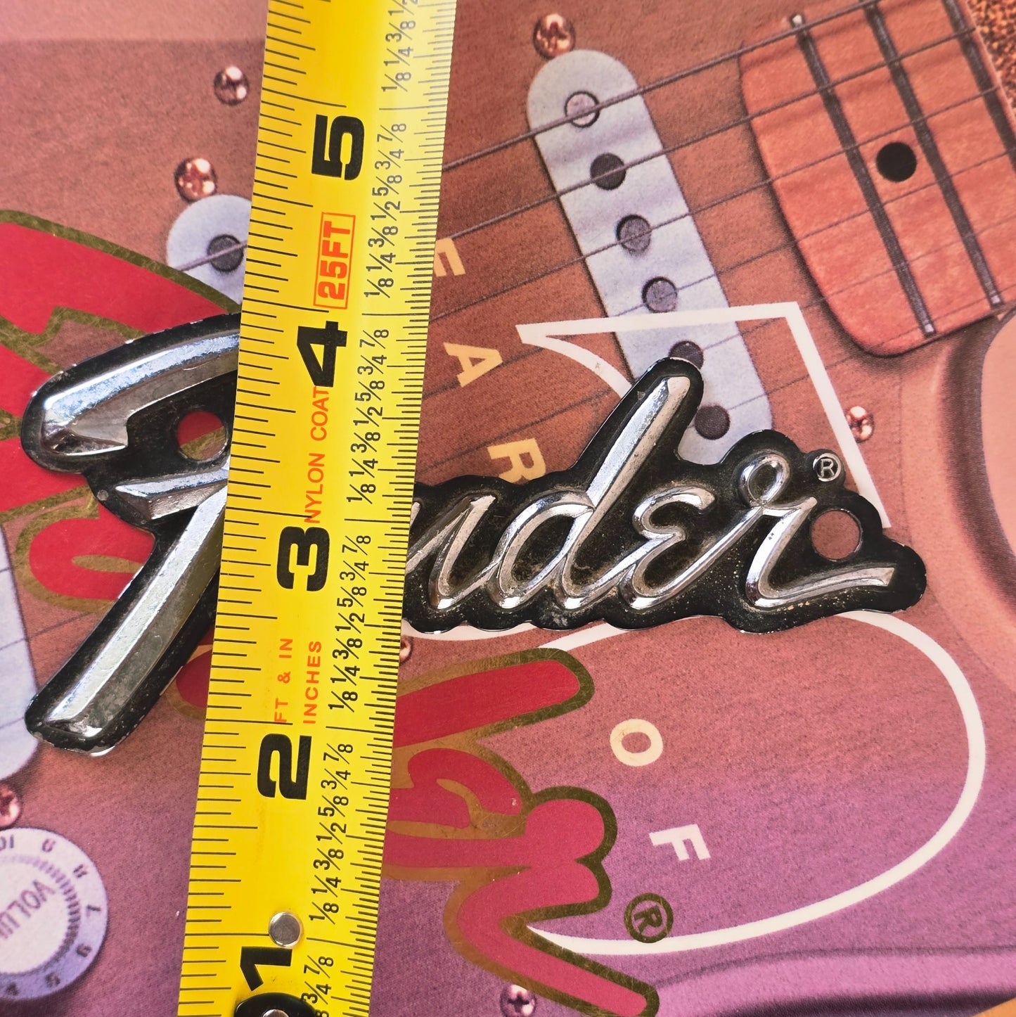 1970s Fender Metal Silverface Amplifier Logo Emblem Badge P/N 011298